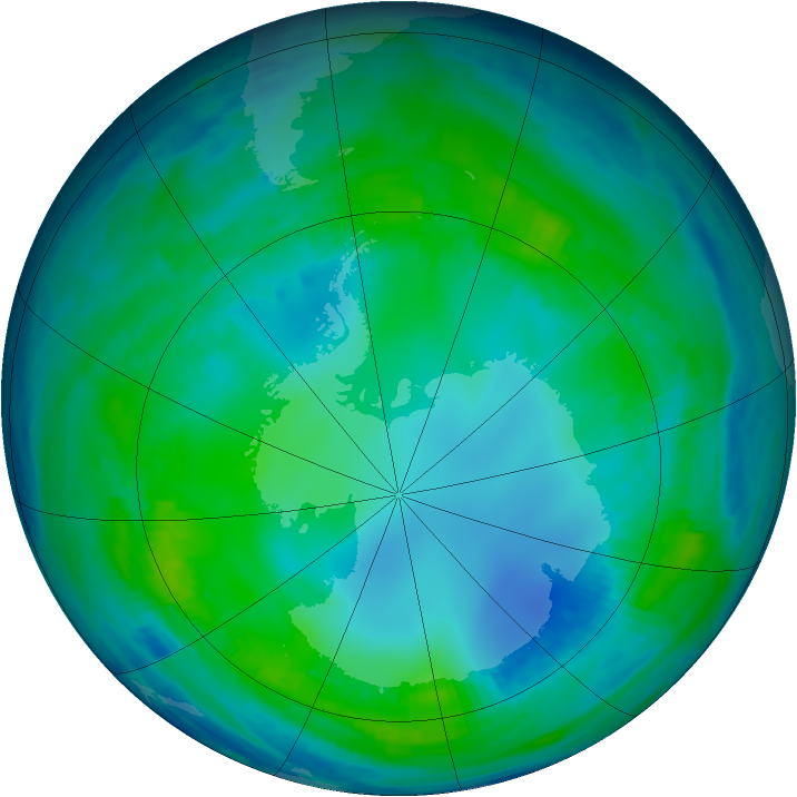 Antarctic ozone map for 12 May 1999